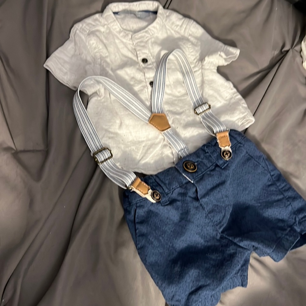 2 Piece Suspender Overalls Set (Boys 0-3M)